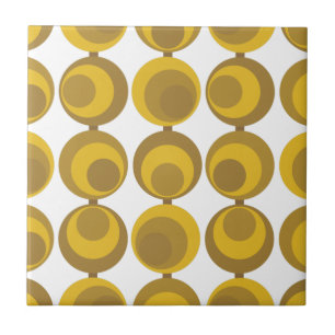 Modern Mustard Guld Retro Geo Mönster Kakelplatta