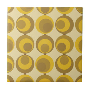 Modern Mustard Guld Retro Geo Mönster Kakelplatta