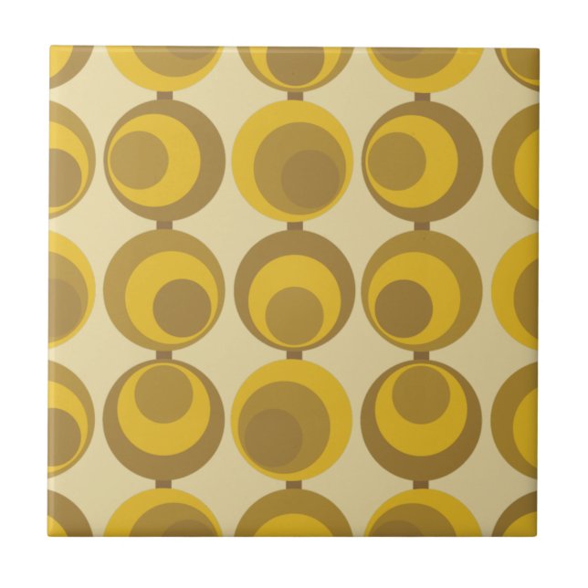 Modern Mustard Guld Retro Geo Mönster Kakelplatta (Framsidan)