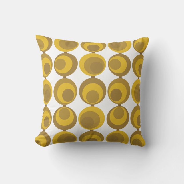 Modern Mustard Guld Retro Geo Mönster Kudde (Framsida)