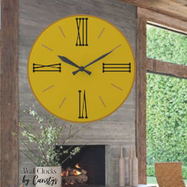 Modern mustard-Gult med Guld Trim Stor Klocka