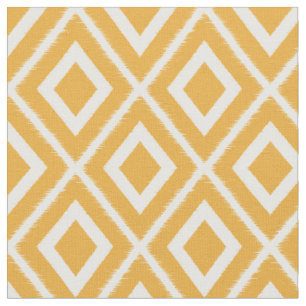 Modern Mustard Gult och White Ikat Mönster Tyg