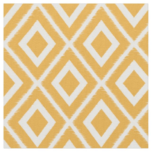 Modern Mustard Gult och White Ikat Mönster Tyg (Närbild)