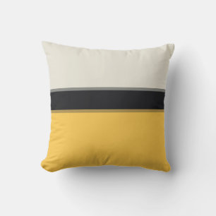 Modern Mustard Gult Silver Grått Black Rand Kudde
