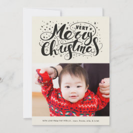 Modern mycket God jul Typography Beige Julkort