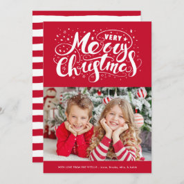 Modern mycket God jul Typography Red Julkort