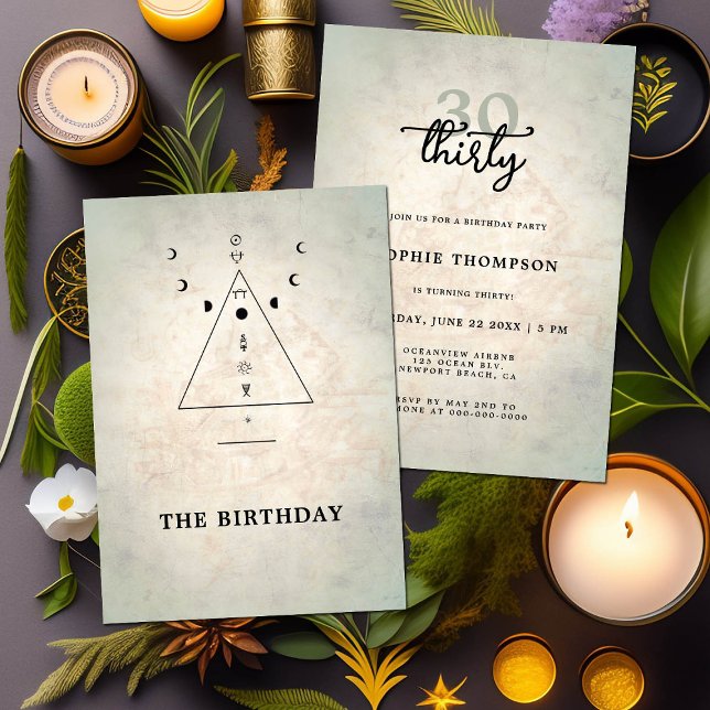 Modern Mystic Tarot Fortune 30års födelsedag Party Inbjudningar (Skapare uppladdad)