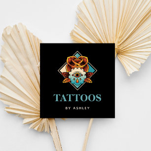 Modern Mystique Tredje Öga Magic Tattoo Artist Coo Fyrkantigt Visitkort