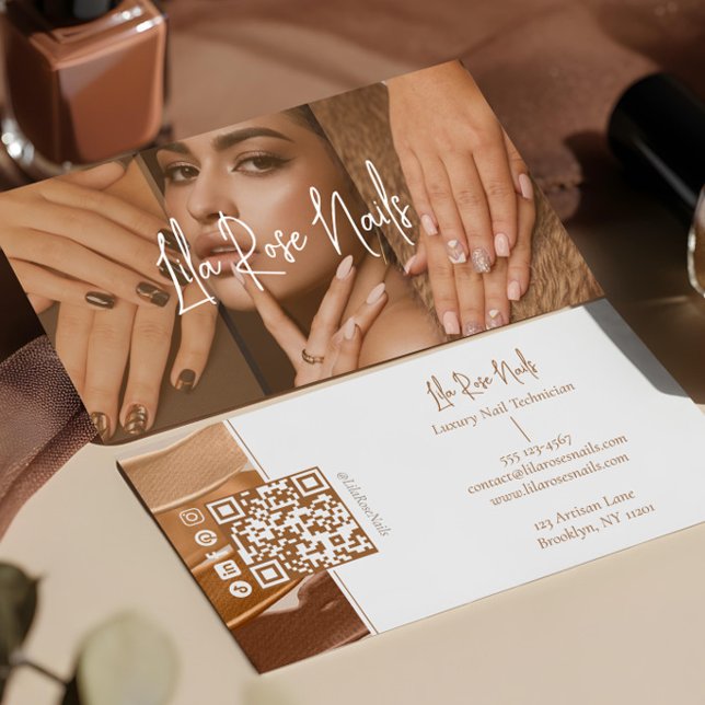 Modern nagel manikyr tekniker foto collage  visitkort (Modern Nail Manicurist Technician Photo Collage Business Card)