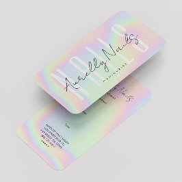 Modern Nagel Tech Manicurist Holograph Möte Visitkort