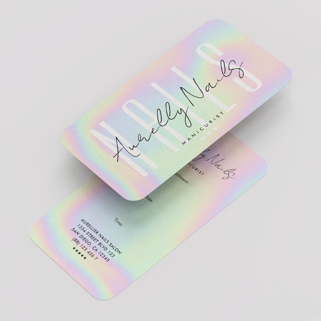 Modern Nagel Tech Manicurist Holograph Möte Visitkort (Modern Nail Tech Manicurist Holographic Appointment Business Card
)