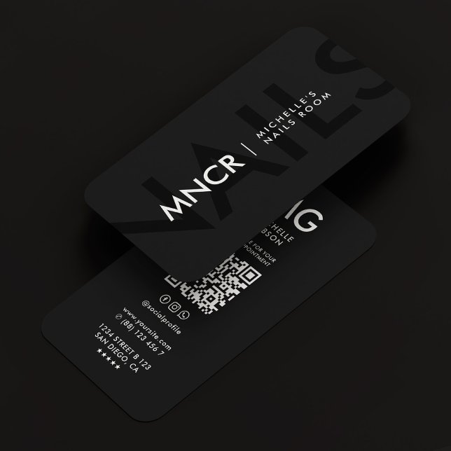 Modern Nagel Tech Manicurist Nail Artist Black Visitkort (Modern Nail Tech Manicurist Nail Artist Black Business Card
)