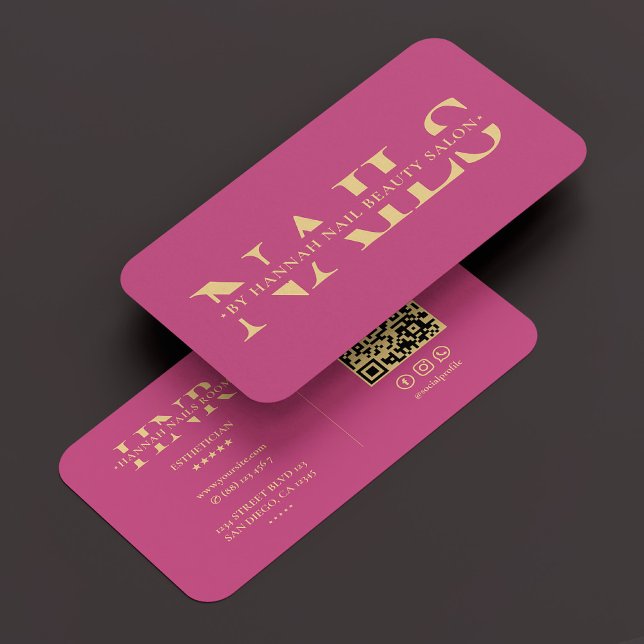 Modern Nagel Tech Monogram Naglar Manicurist Rosa Visitkort (Modern Nail Tech Monogram Nails Manicurist Pink Business Card
)