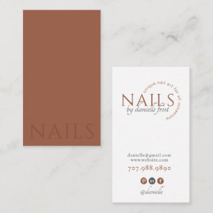 Modern Nagel Tech Terracotta Typography Visitkort