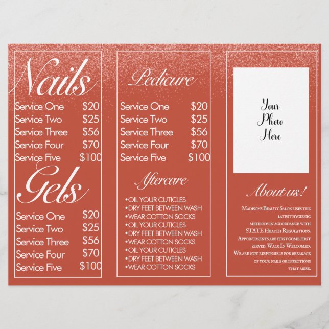 Modern nagelservice sessions broschyr folder reklamblad (Framsidan)