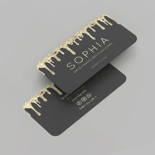 Modern Nail Art Beauty Salon Black Guld Drift Visitkort