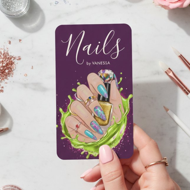 Modern Nail Art Studio Stylish Manicurist Artist Visitkort (Skapare uppladdad)