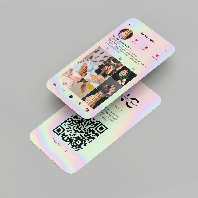 Modern Nail Artist holografisk Instagram Grid Visitkort (Modern Nail Artist holographic Instagram Grid Business Card
)