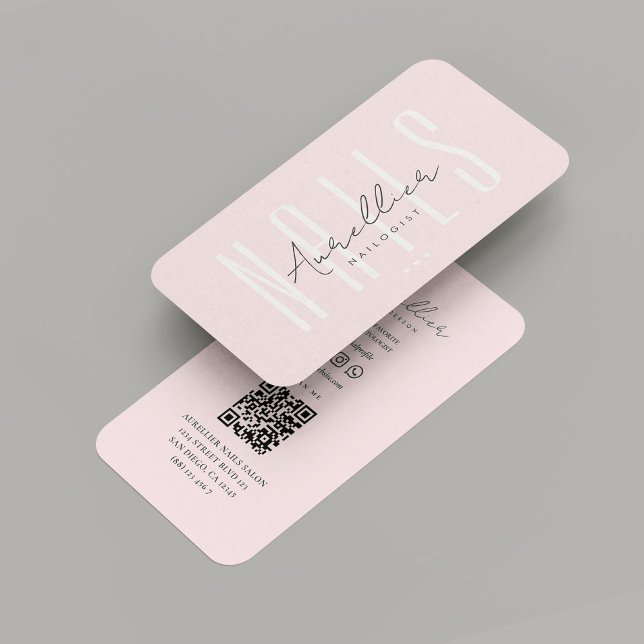 Modern Nail Artist Nagel Salon Monogram Rosa Visitkort (Modern Nail Artist Nails Salon Monogram Pink Business Card
)