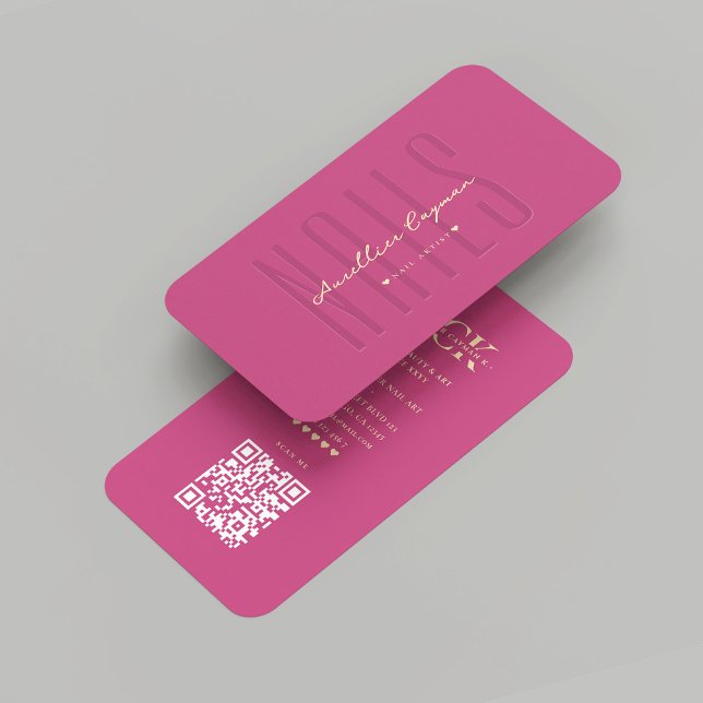 Modern Nail Artist Nagel Tech Rosa Guld Monogram Visitkort (Modern Nail Artist Nail Salon Pink Gold Monogram)