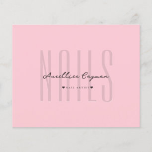 Modern Nail Artist Nagel Tech Rosa Pastel Monogram Flygblad