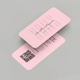 Modern Nail Artist Nail Salon Pastel Rosa Monogram Visitkort