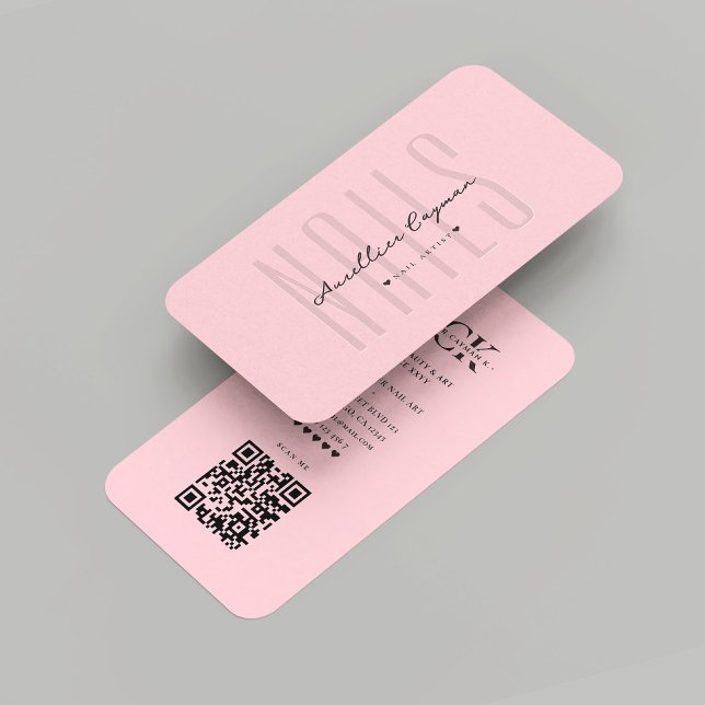 Modern Nail Artist Nail Salon Pastel Rosa Monogram Visitkort (Modern Nail Artist Nail Salon Pastel Pink Monogram Business Card
)