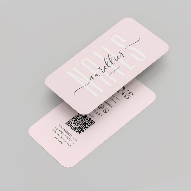 Modern Nail Artist Nail Technician Monogram Rosa Visitkort (Modern Nail Artist Nail Technician Monogram Pink Business Card
)