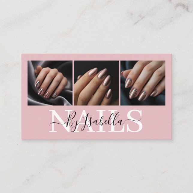 Modern Nail Artist Photo Typography Visitkort (Framsida)