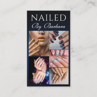 Modern Nail Artist Tech Aesthetic Blue Instagram Visitkort