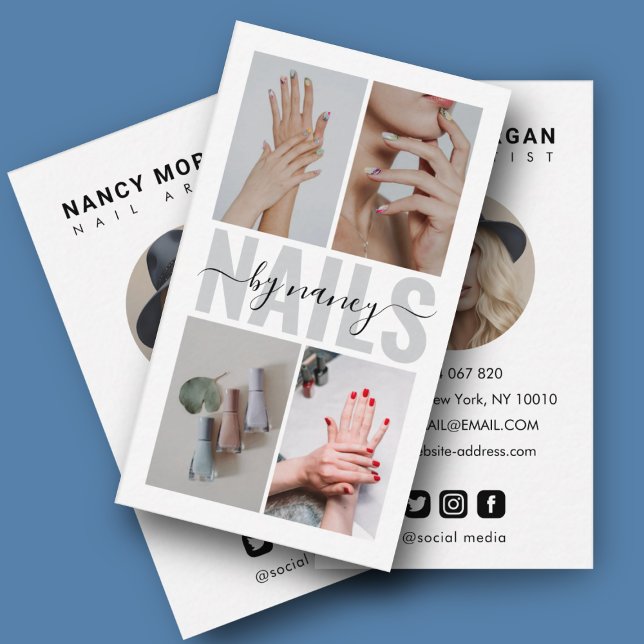 Modern Nail Artist Typography Photo Collage Visitkort (Skapare uppladdad)