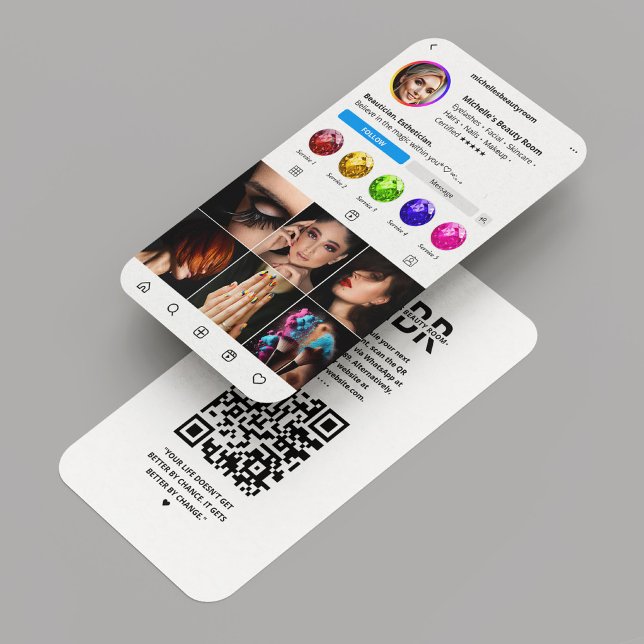 Modern Nail Artist White Instagram Monogram Visitkort (Modern Instagram Beautician Esthetician White Business Card
)