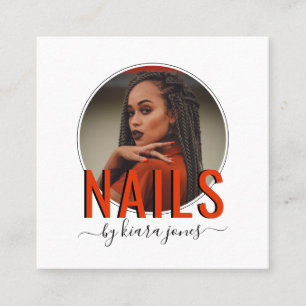 Modern Nail Salon Photo Script Namnteckning Square Fyrkantigt Visitkort
