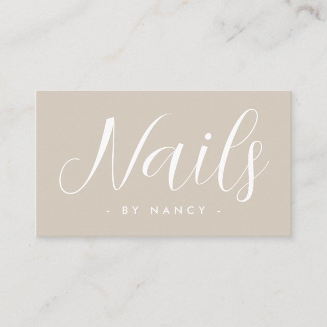 Modern Nail Salon Typography Script  Visitkort (Framsida)