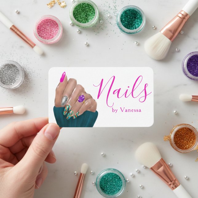 Modern Nail Technician Branding Nail Artist Chic Visitkort (Skapare uppladdad)