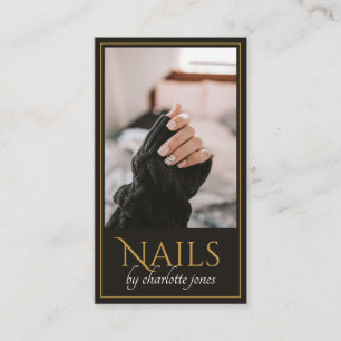 Modern Nail Technician Nagel Photo Black Guld Visitkort