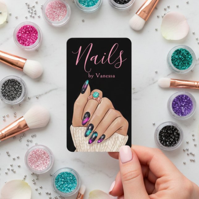 Modern Nail Technician Nails Art Salon Qr Code Visitkort (Skapare uppladdad)