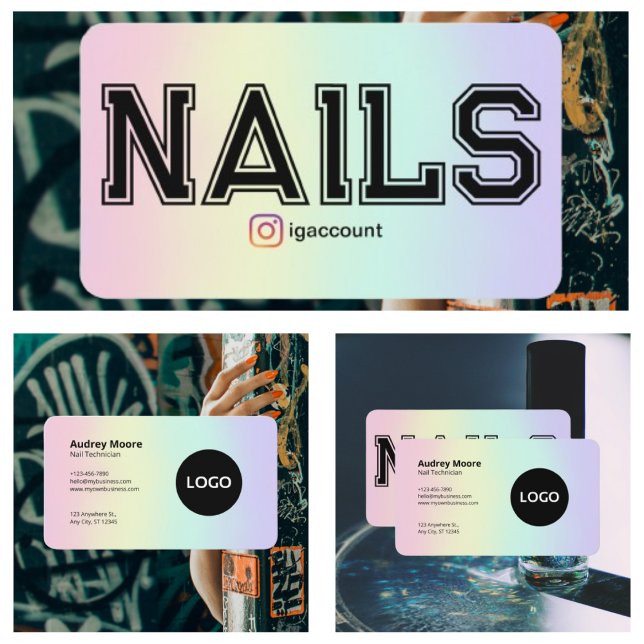 Modern Nail Technician Visitkort (Modern Nail Technicia Business Card
)