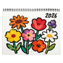 Modern Naiv Blommig Konstkalender