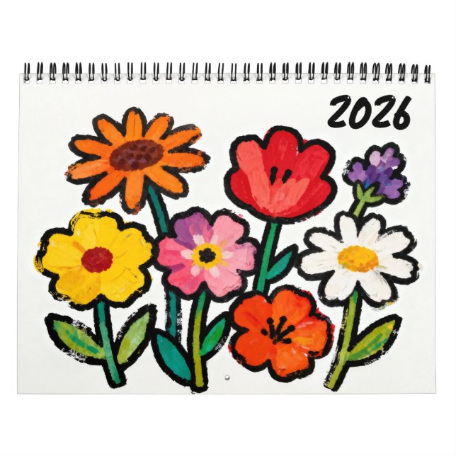 Modern Naive Floral Art Calendar Kalender (Omslag)