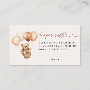 Modern Nalle Baby Shower Diaper Raffle Tilläggskort