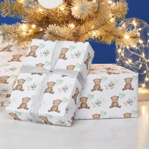 Modern Nalle med Balloon & Greenery Party Presentpapper