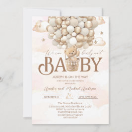 Modern nalle vattenfärgsbabydusch inbjudningar