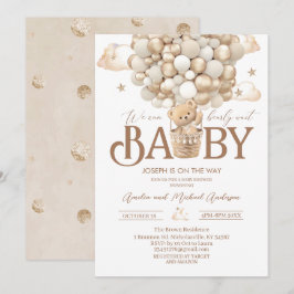 Modern nalle vattenfärgsbabydusch inbjudningar