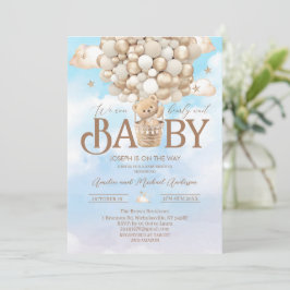 Modern nallebjörn vattenfärg baby shower inbjudningar