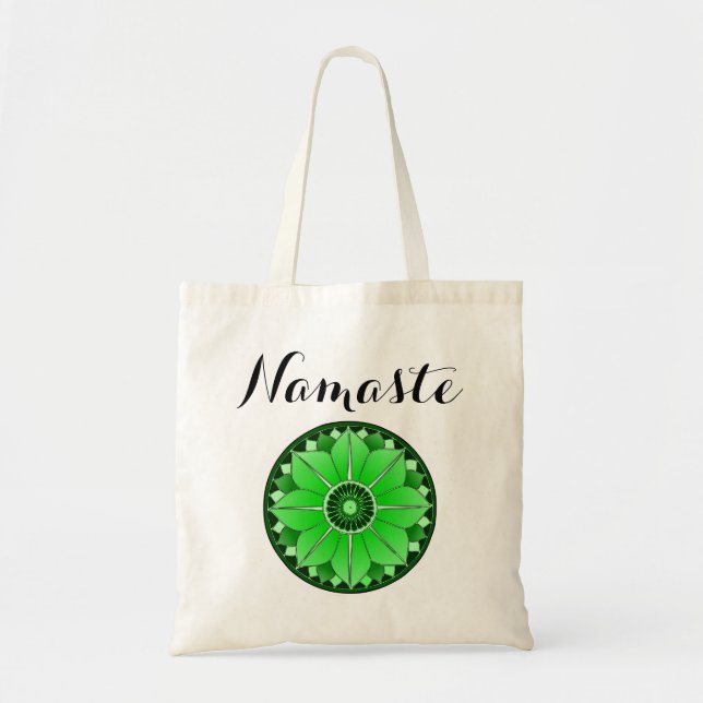 Modern Namaste Grönt Mandala Tygkasse (Framsidan)