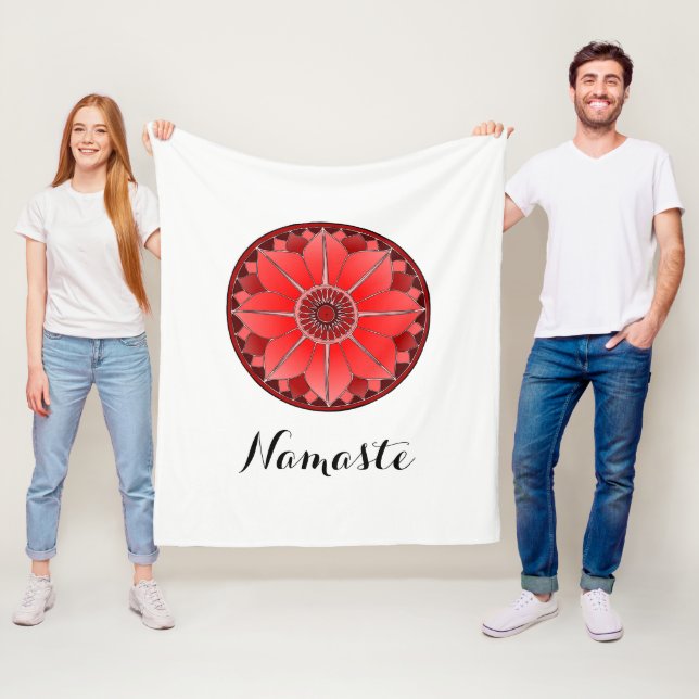 Modern Namaste Röd Mandala Fleecefilt (På plats)