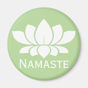 Modern Namaste vit Lotus Flower Magnet