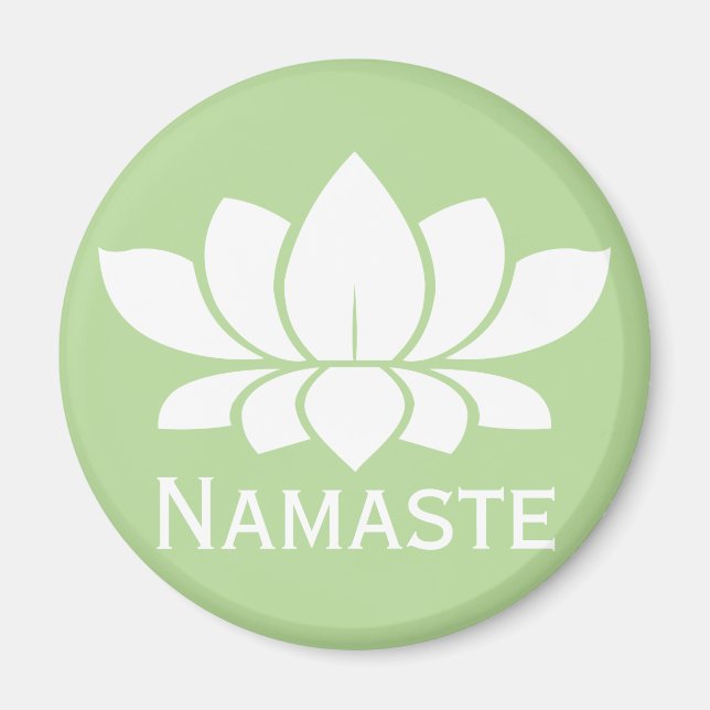 Modern Namaste vit Lotus Flower Magnet (Framsidan)