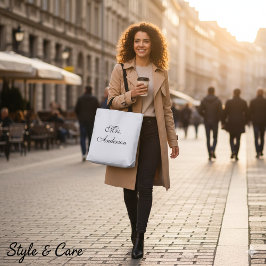 Modern Name Printed Spacious Tote Bag Tygkasse